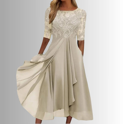 Harivelle Lace Chiffon Wedding Guest Midi Dress