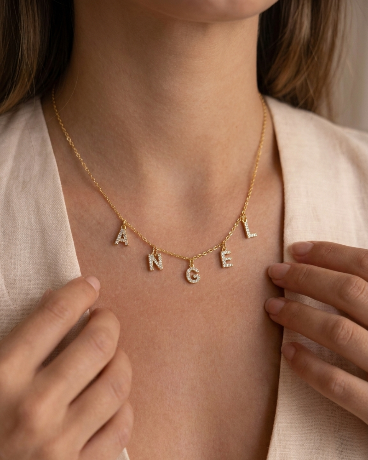 Colette Women's Custom Bubble Letter Gold Necklace