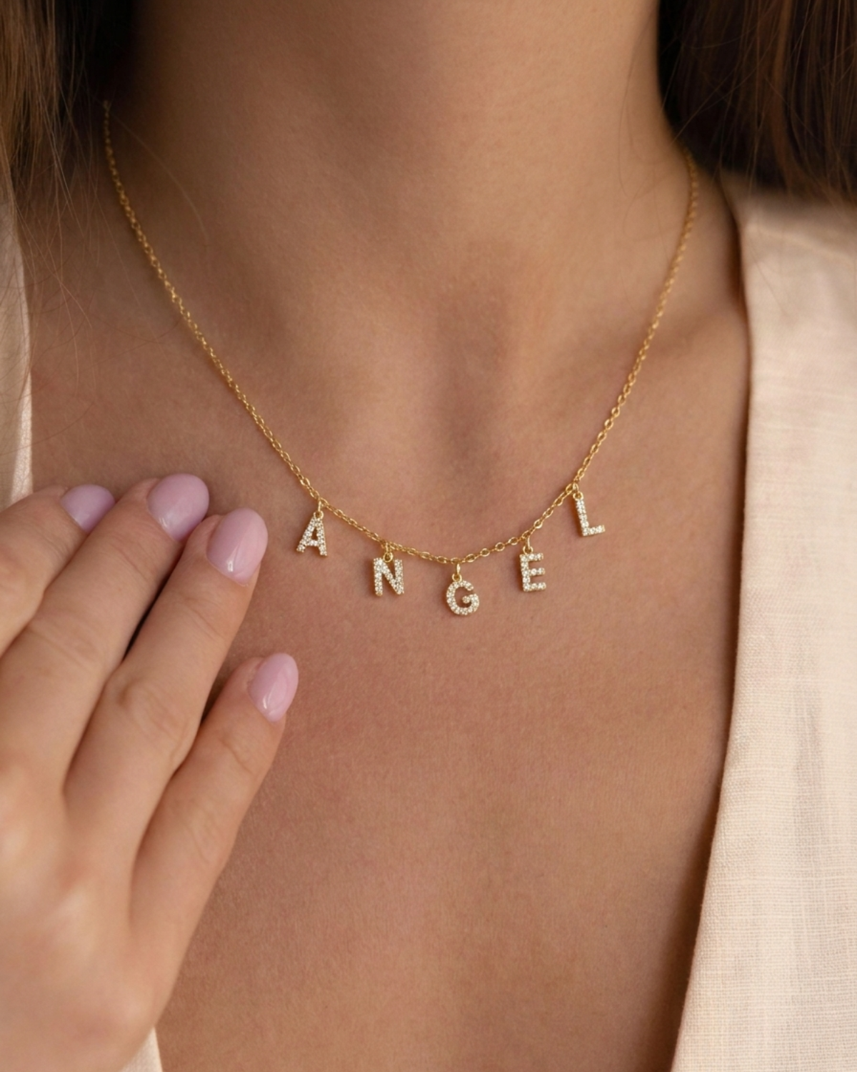 Colette Women's Custom Bubble Letter Gold Necklace