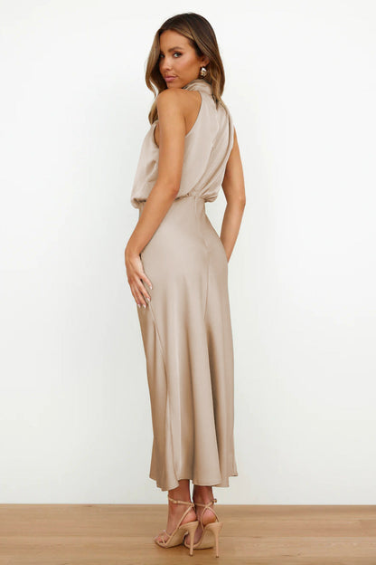 Naomi Satin Halter Maxi Dress