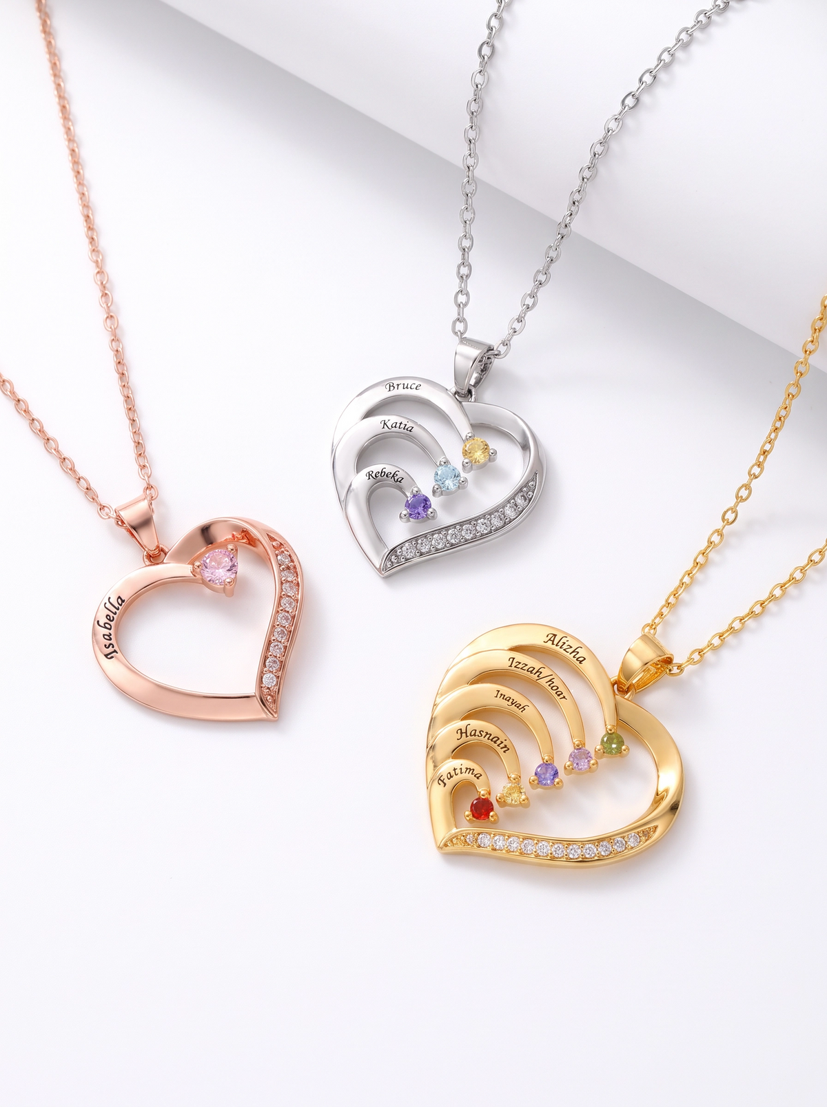Genevieve Women's Custom Birthstone Heart Necklace