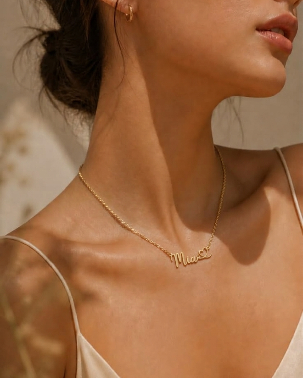 Amara Women's Personalized Name Necklace, Heart Accent Necklace