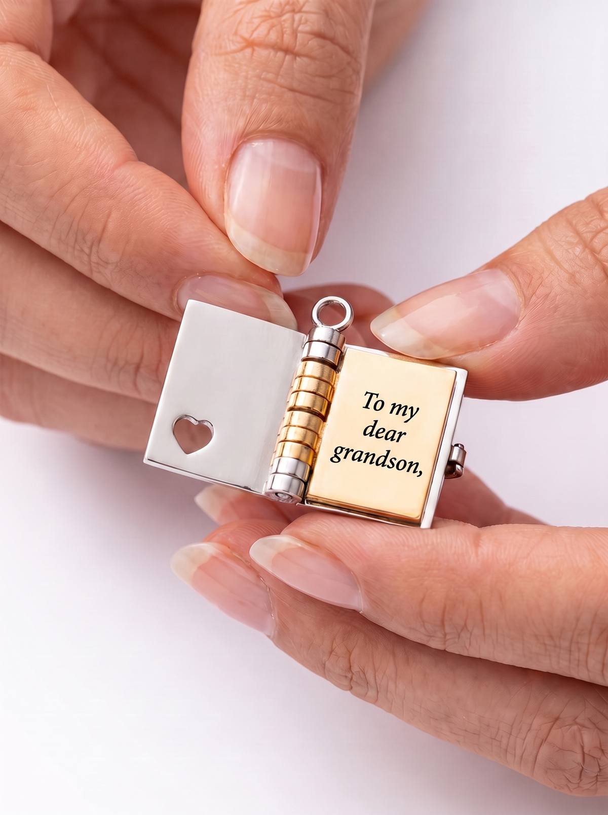 Bernadette Engraved Book Necklace for Grandchild