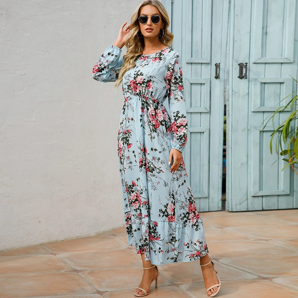 Romina Floral Long Sleeve Chiffon Maxi Dress