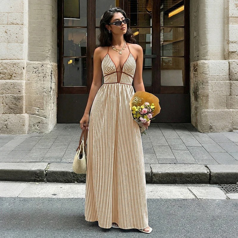 Melina Striped Lightweight Summer Maxi Dress