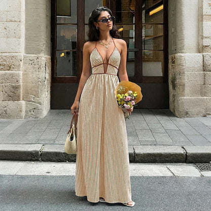 Melina Striped Lightweight Summer Maxi Dress