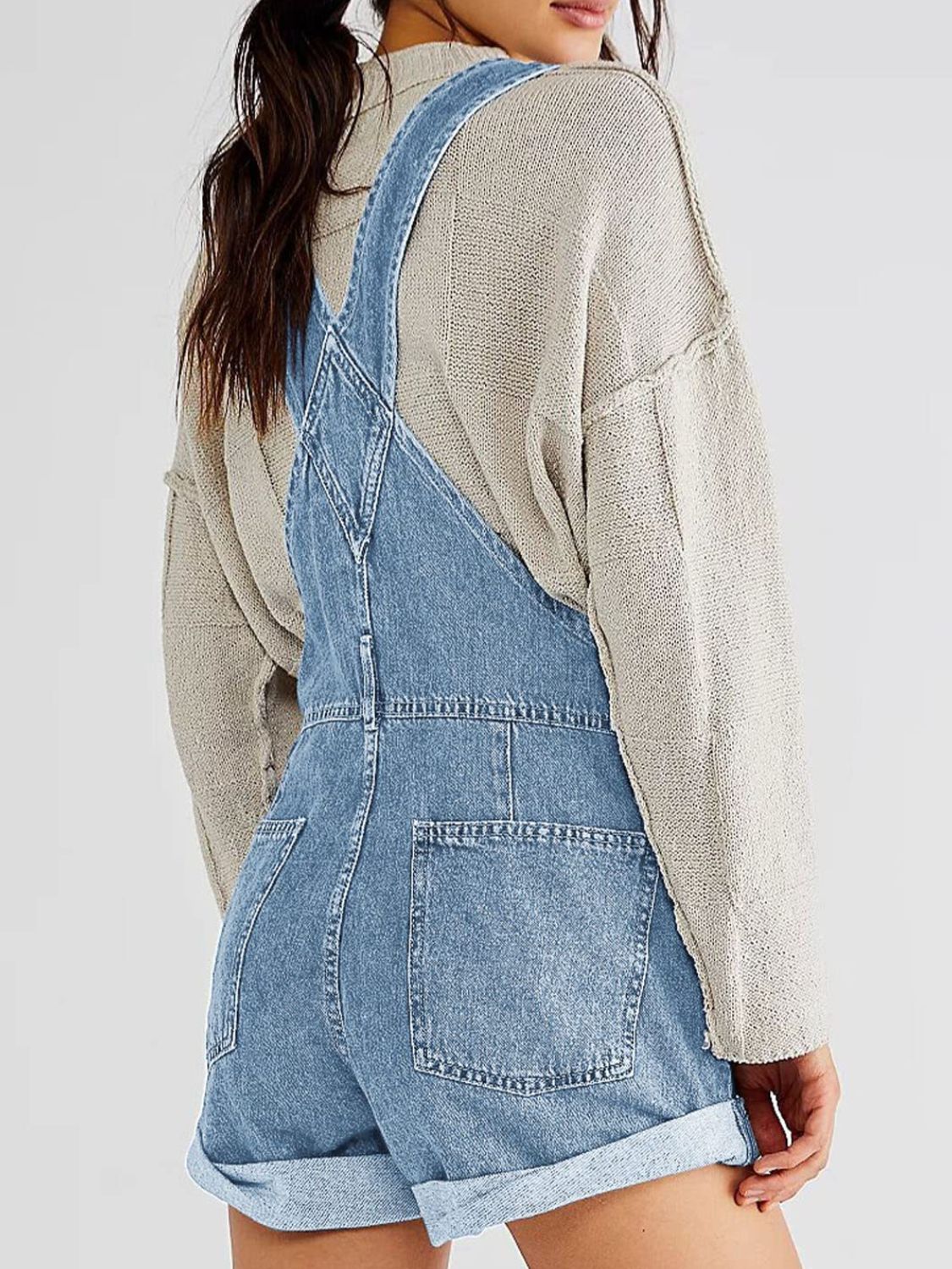 Fioralina Denim Overall Short Jumpsuit