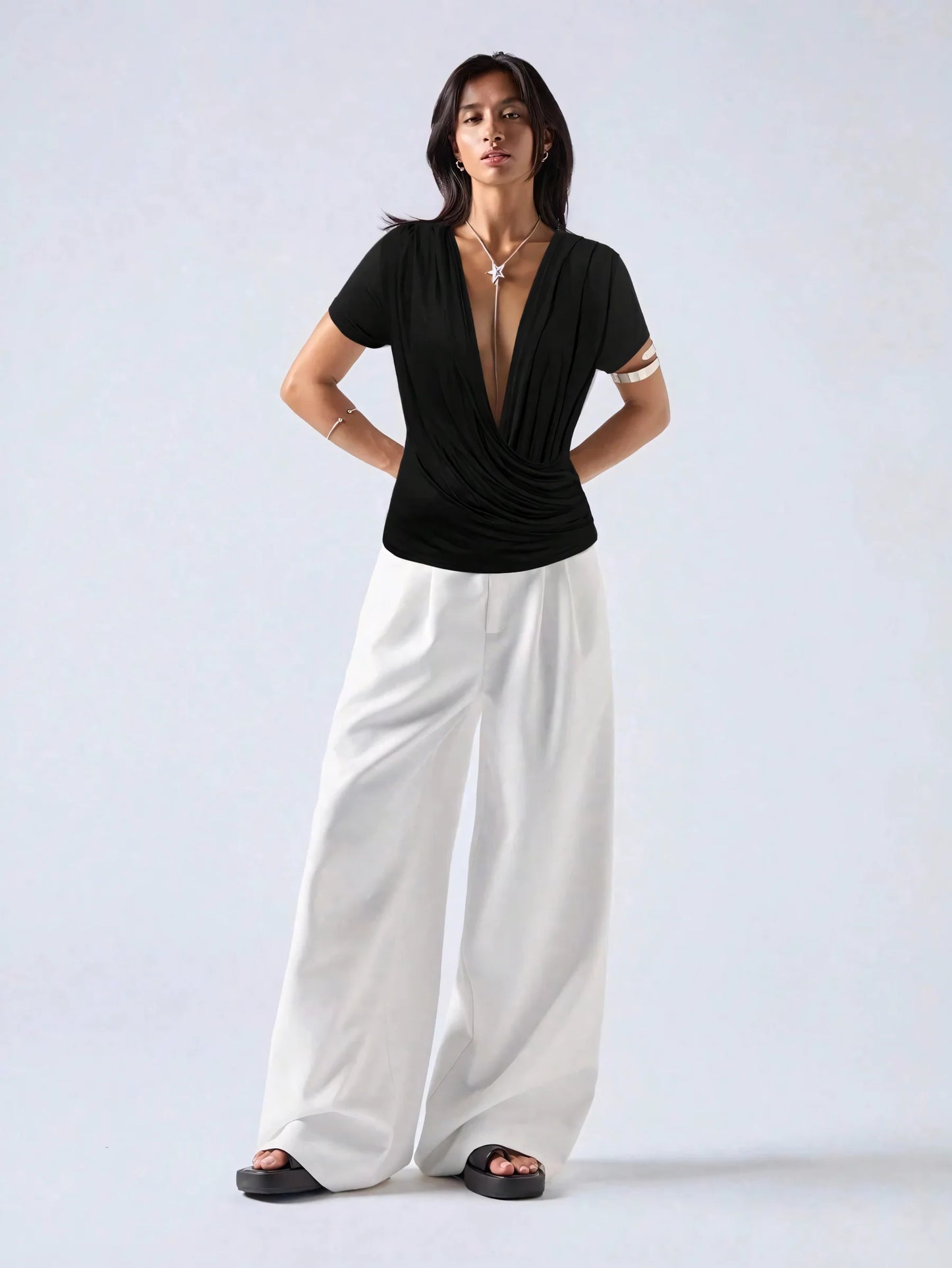 Seraphine Plunge Wrap Front Ladies Summer Top