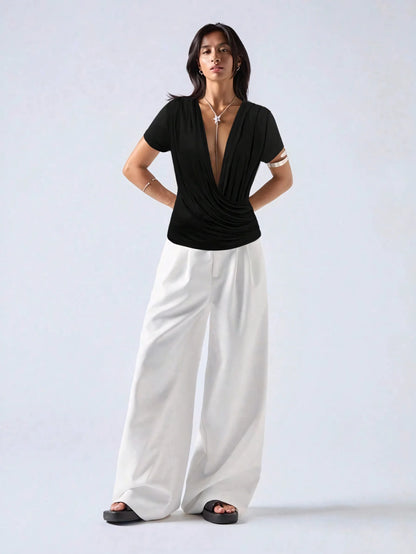 Seraphine Plunge Wrap Front Ladies Summer Top