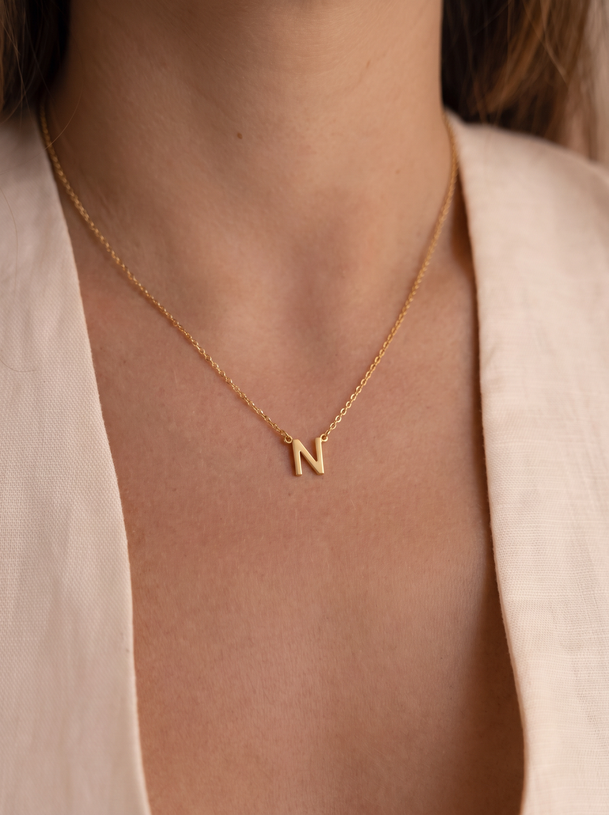 Capucine Women's Custom Initial Necklace, Gold Letter Necklace