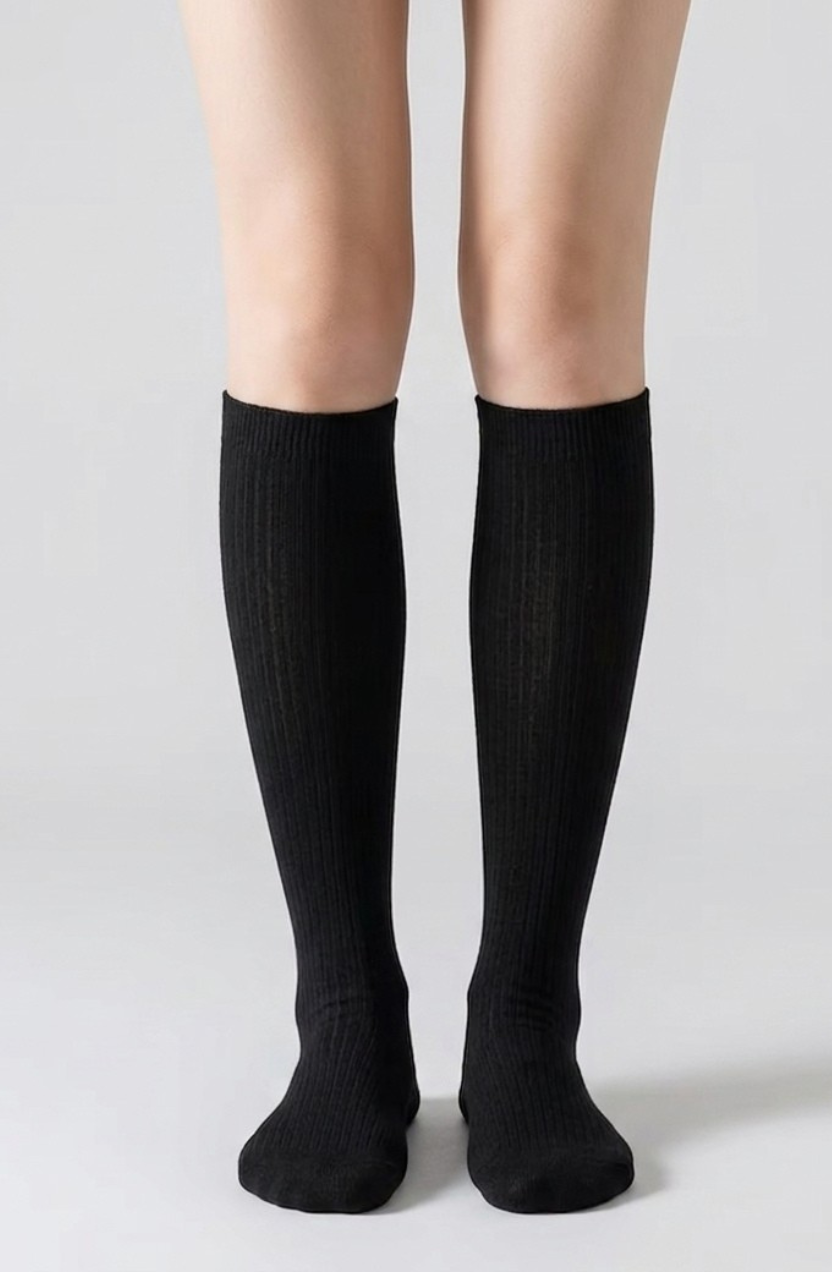 Elise Women's Knee-High Socks, Ribbed Knit Wool Boot Socks