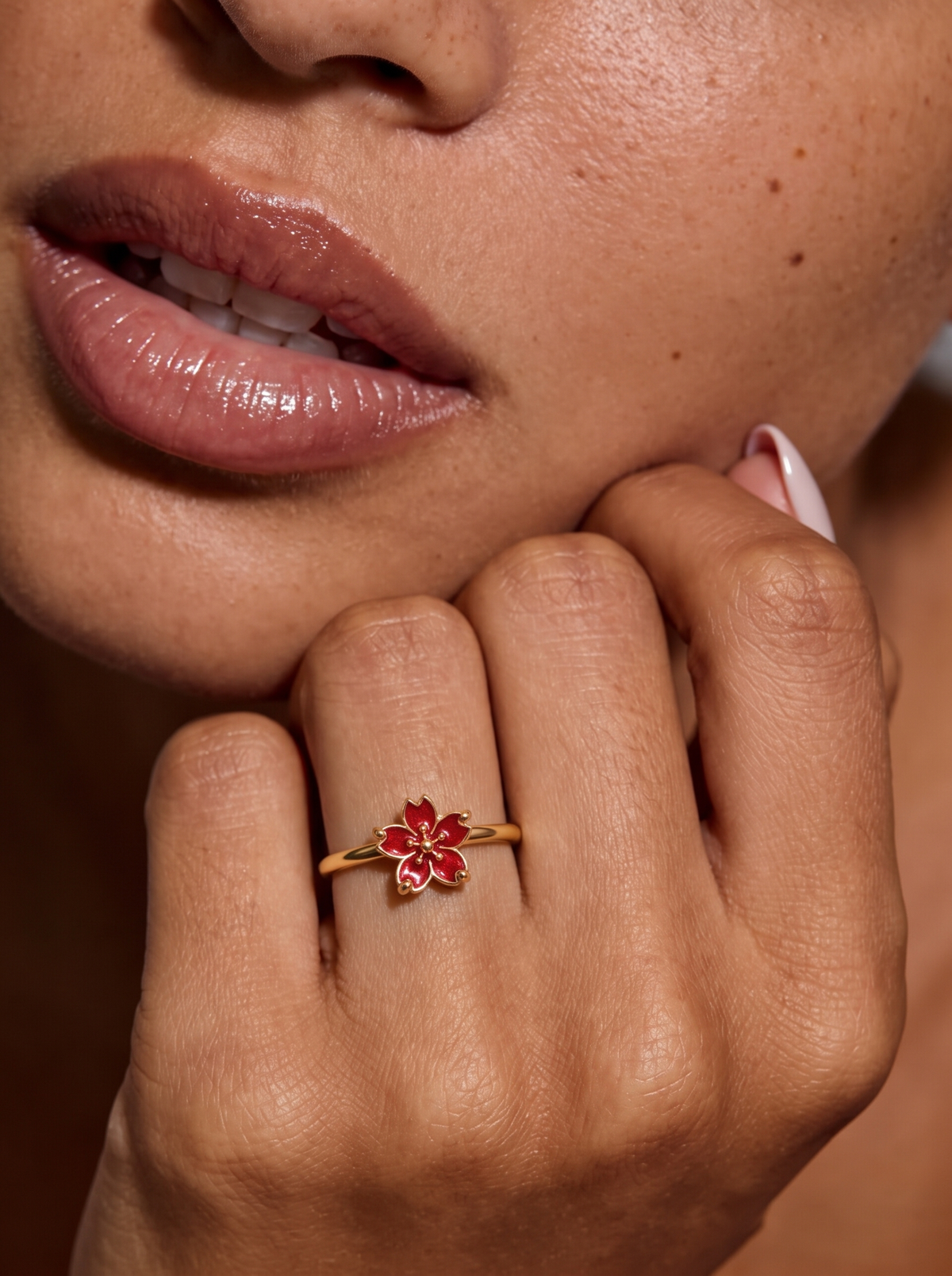 Clemence Cherry Blossom Spinning Anxiety Ring