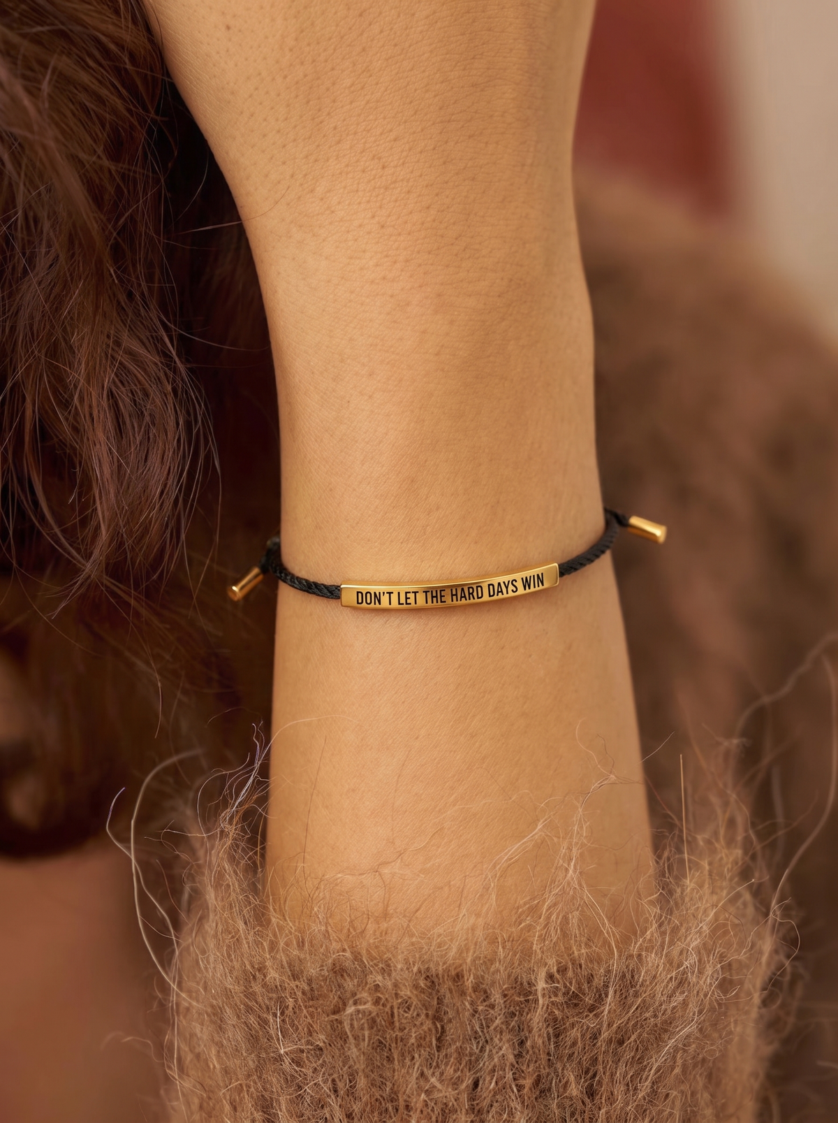Sandrine Don't Let the Hard Days Win Adjustable Cord Bracelet