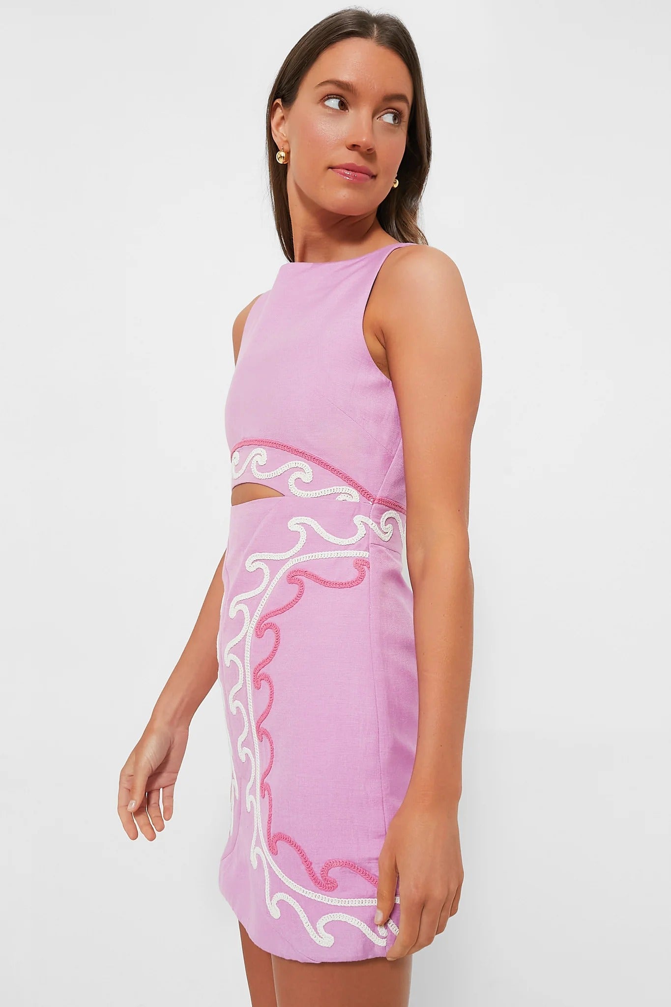 Rosie Cutout Embroidered Mini Dress