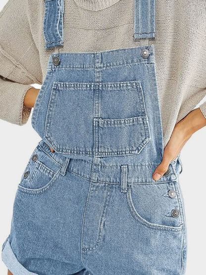 Fioralina Denim Overall Short Jumpsuit