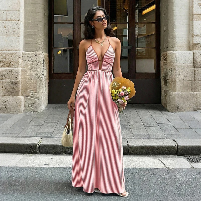 Melina Striped Lightweight Summer Maxi Dress