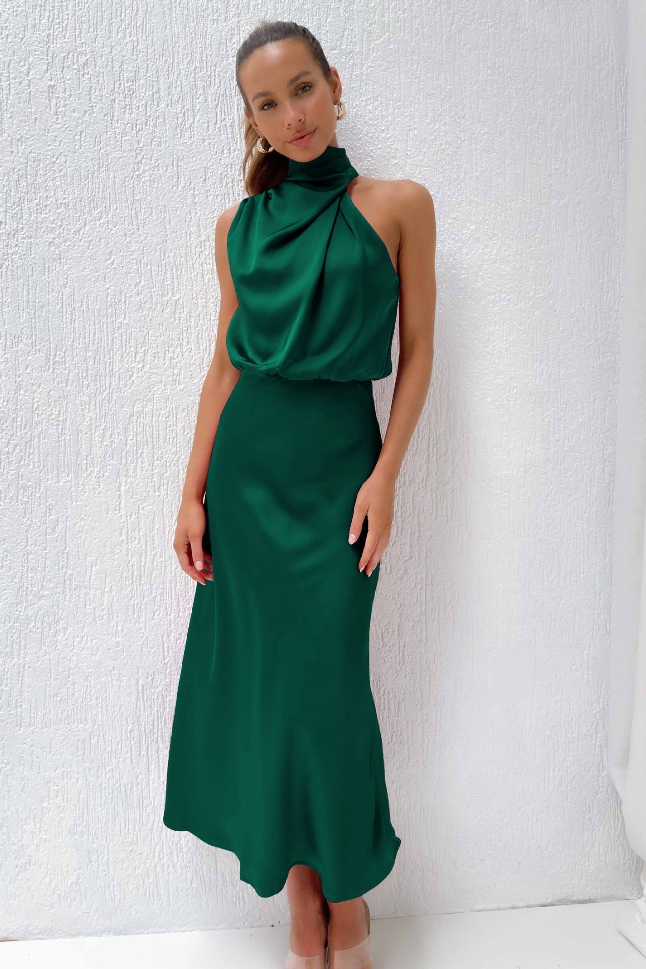 Naomi Satin Halter Maxi Dress