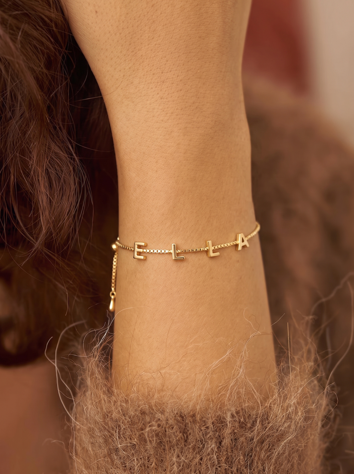 Ophélie Women's Custom Name Bracelet, Gold Bolo Bracelet
