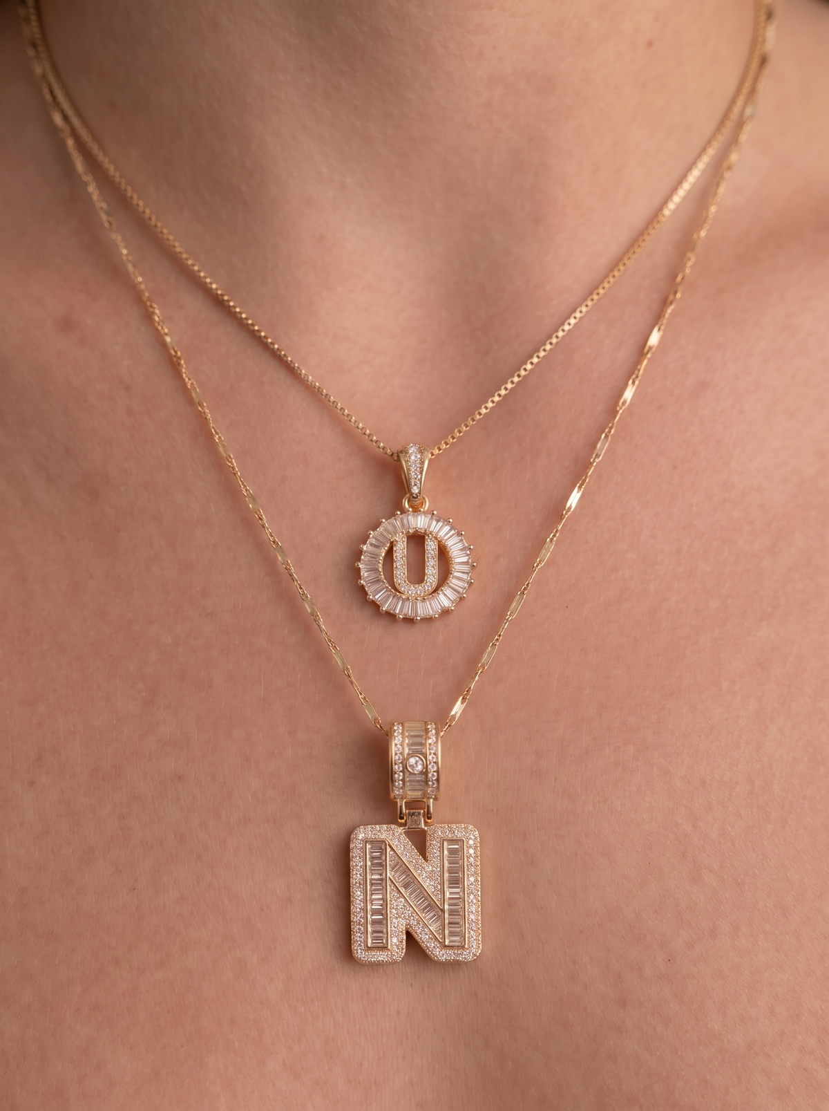 Aurelie Women's Layered Initial Necklace Set, Two-Layer Necklace