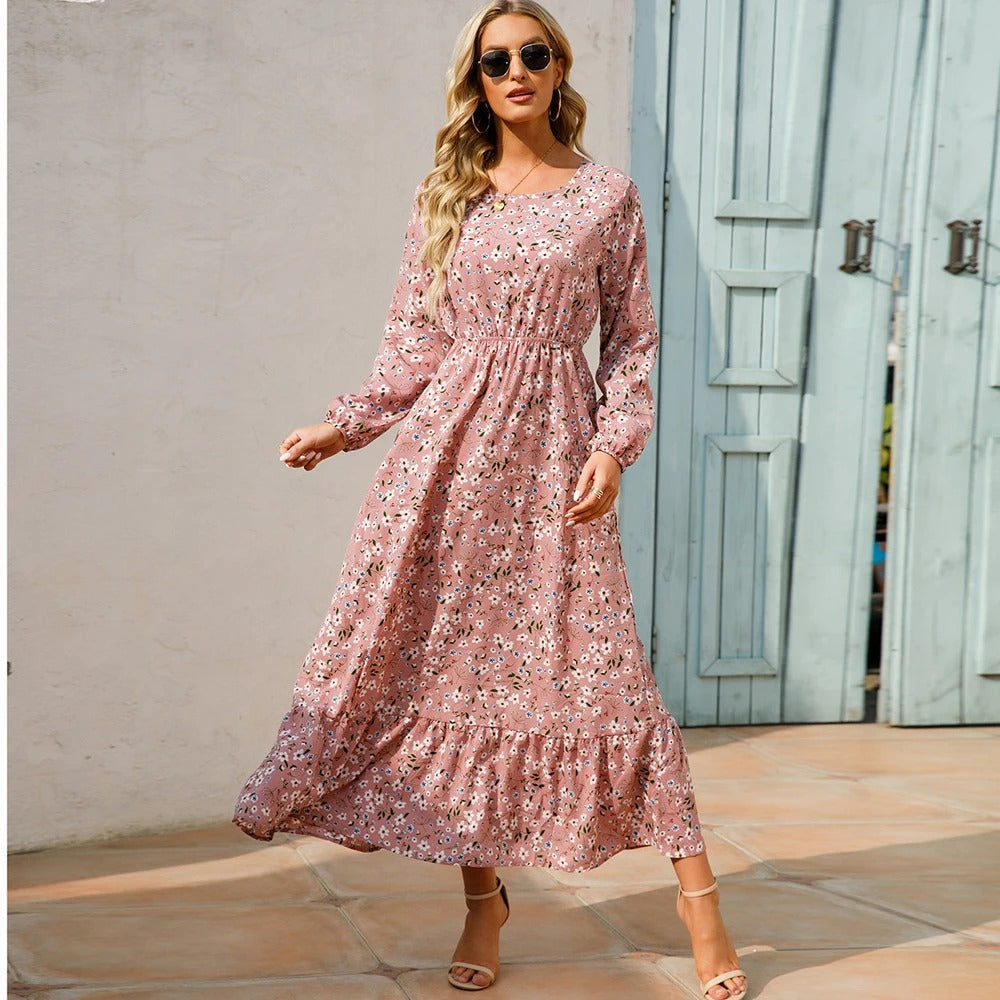 Romina Floral Long Sleeve Chiffon Maxi Dress