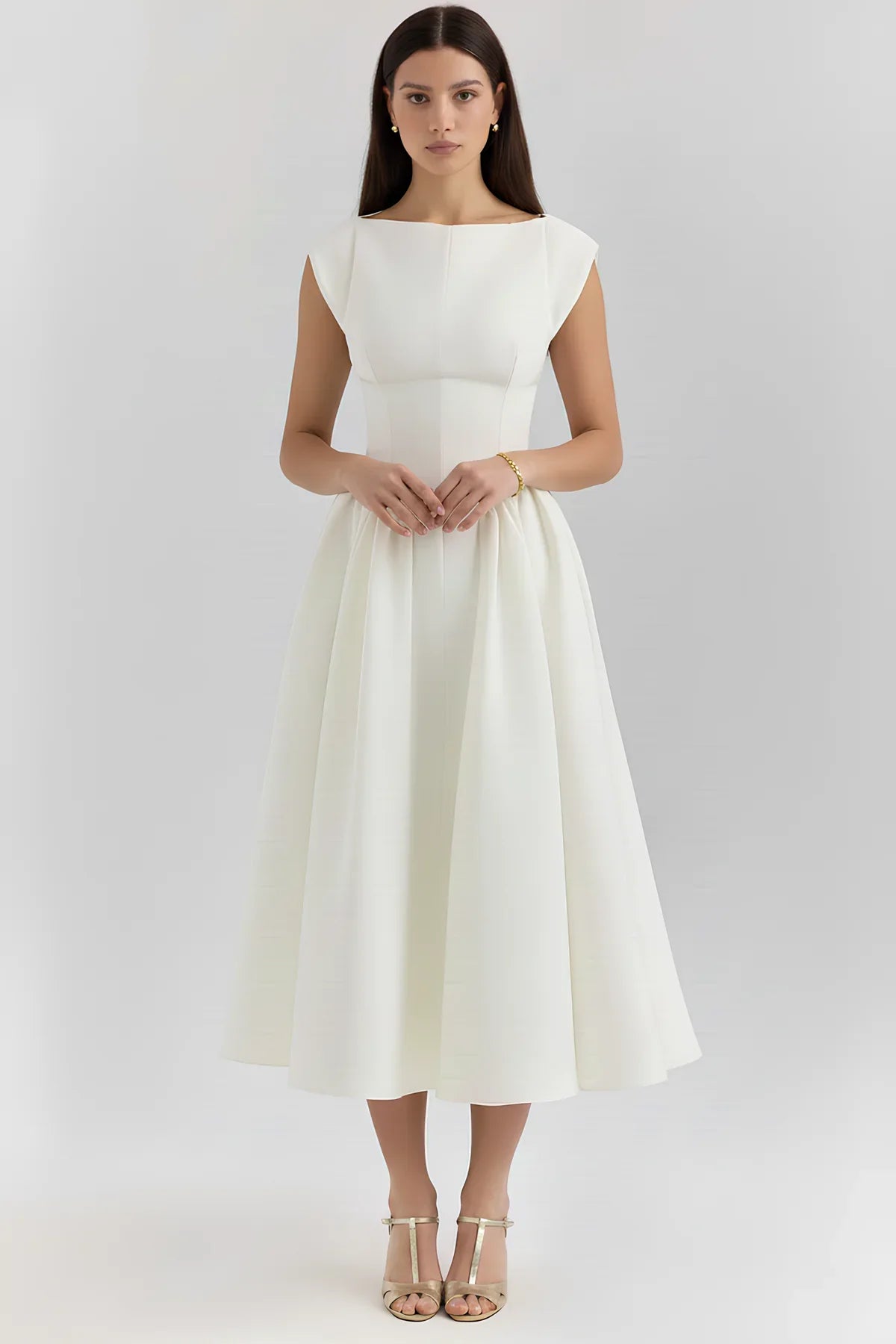 Wrenelle Corset Fit And Flare Midi Dress