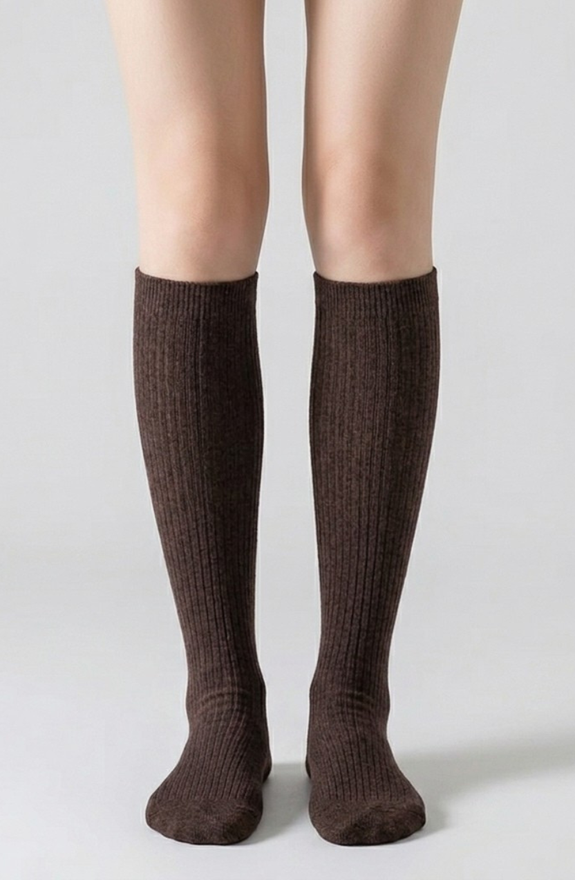 Elise Women's Knee-High Socks, Ribbed Knit Wool Boot Socks