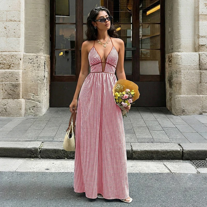 Melina Striped Lightweight Summer Maxi Dress