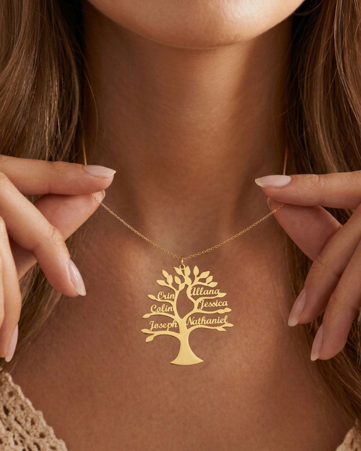 Adriana Women's Custom Mothers Necklace, Family Tree Necklace