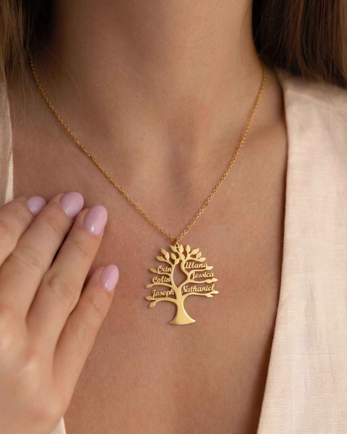 Adriana Women's Custom Mothers Necklace, Family Tree Necklace