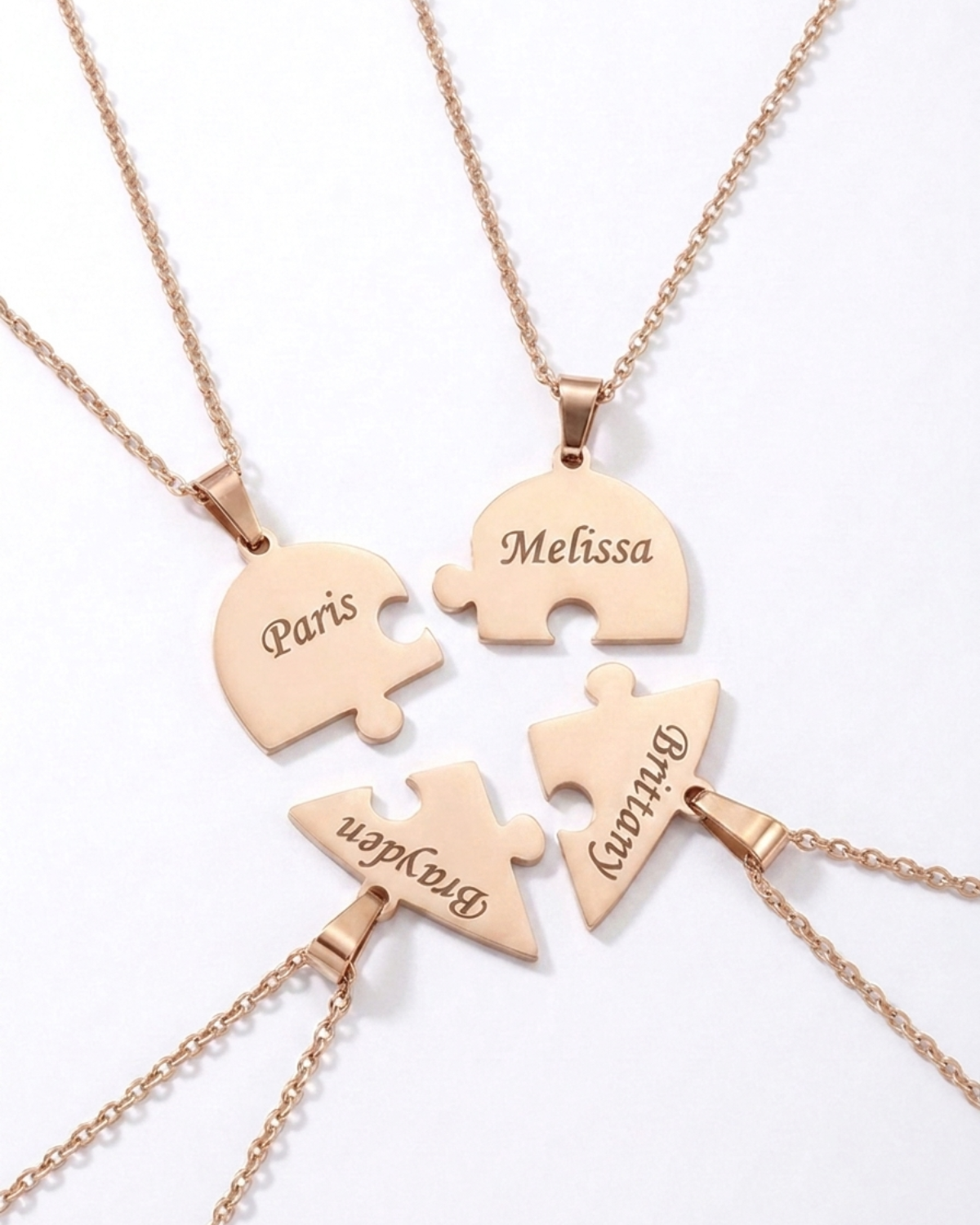 Isabeau Women's Custom Friendship Necklace, Puzzle Heart Necklace