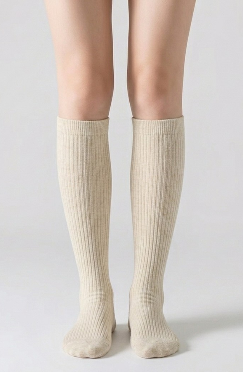 Elise Women's Knee-High Socks, Ribbed Knit Wool Boot Socks