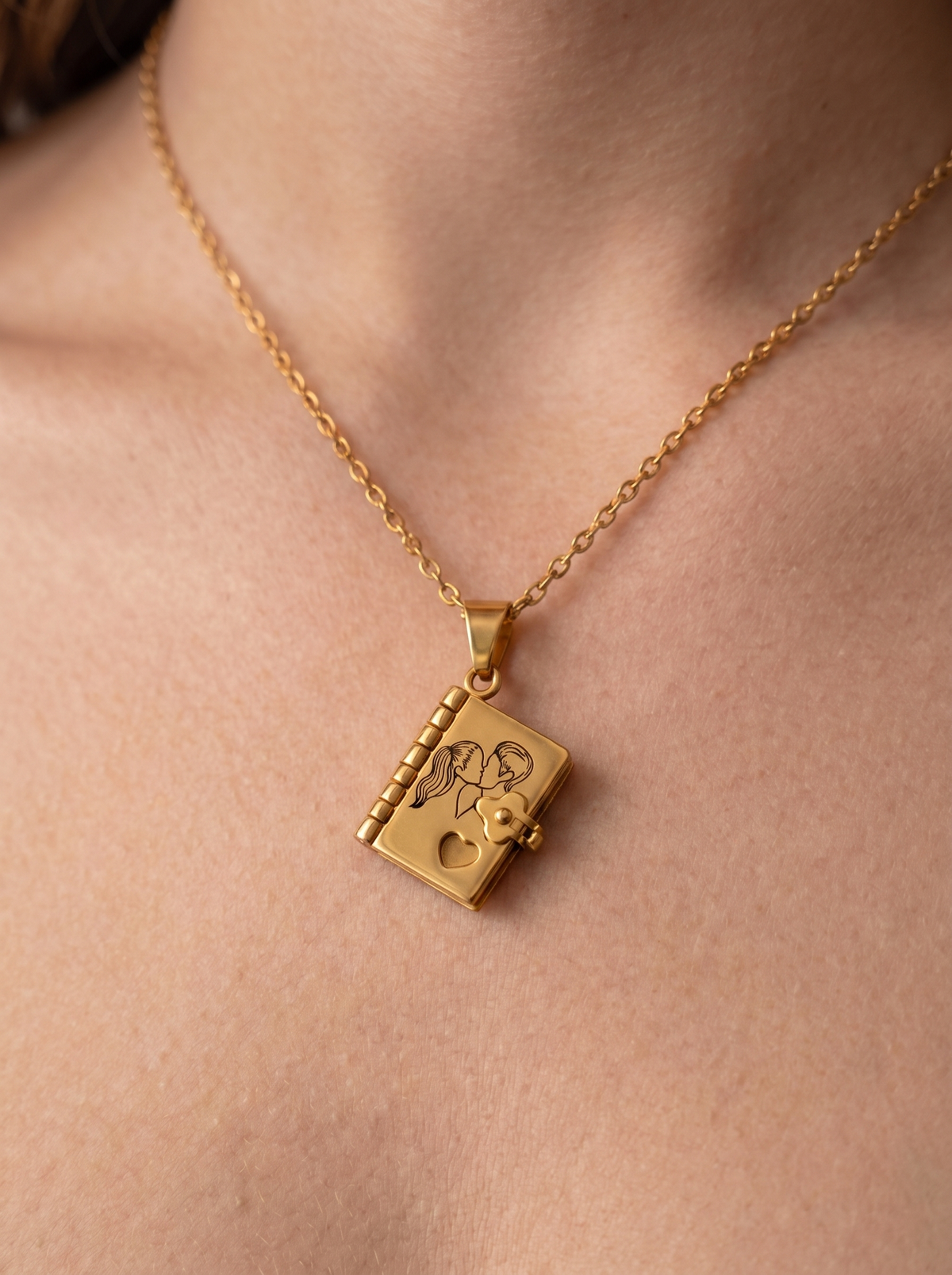 Emmanuelle Women's Engraved Book Necklace for Girlfriend