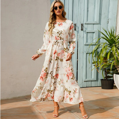 Romina Floral Long Sleeve Chiffon Maxi Dress