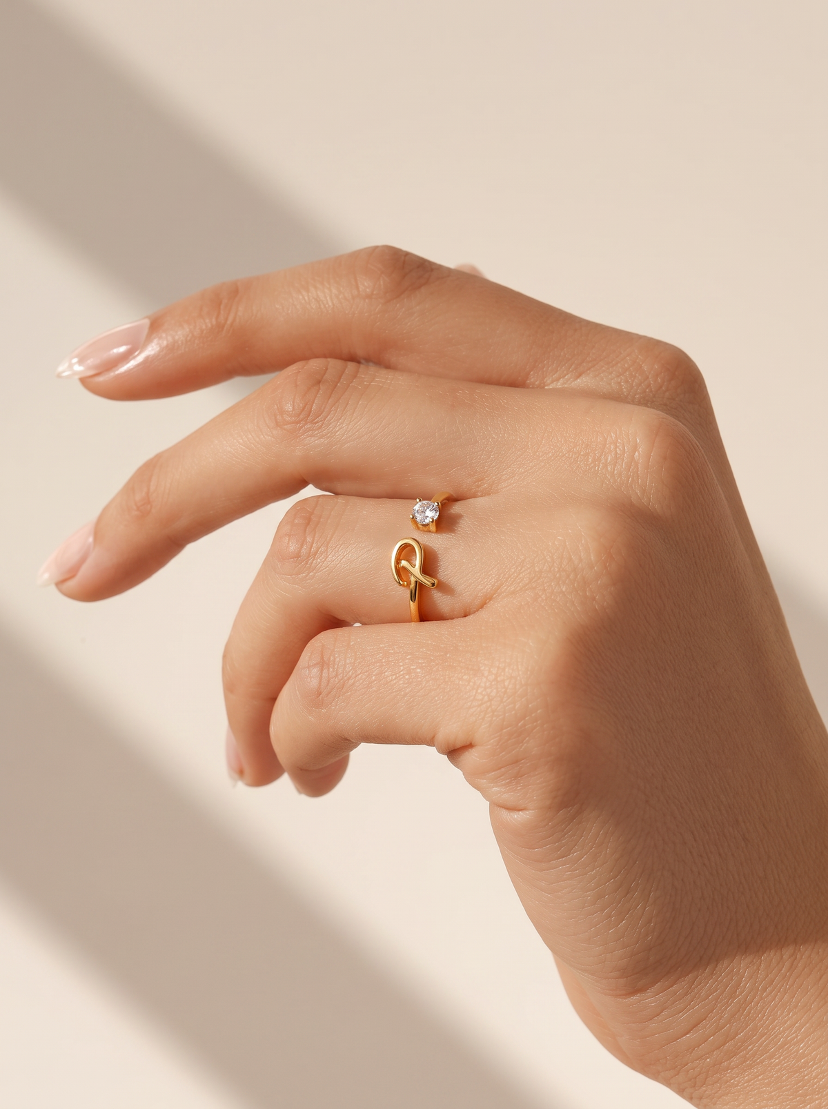 Ginevra Women's Custom Initial Ring, Adjustable Open Band