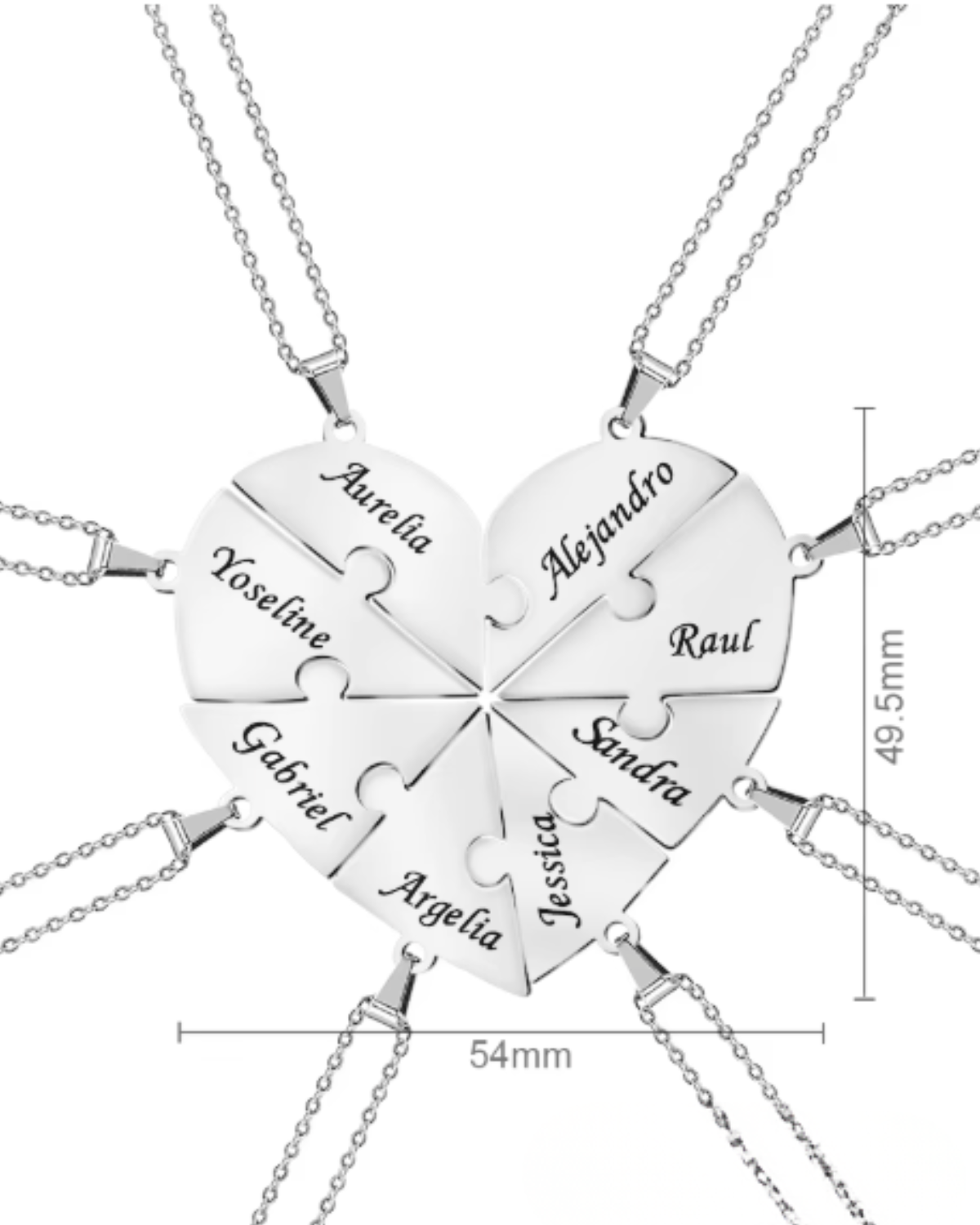 Isabeau Women's Custom Friendship Necklace, Puzzle Heart Necklace