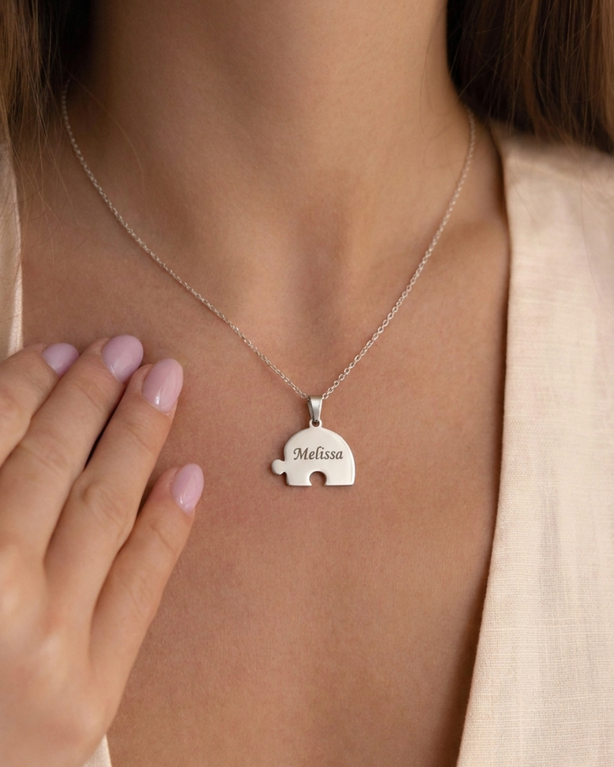 Isabeau Women's Custom Friendship Necklace, Puzzle Heart Necklace