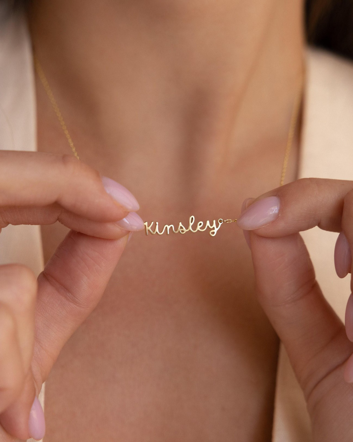 Maisie Women's Gold & Silver-Tone Personalized Name Necklace, Cursive Script Necklace