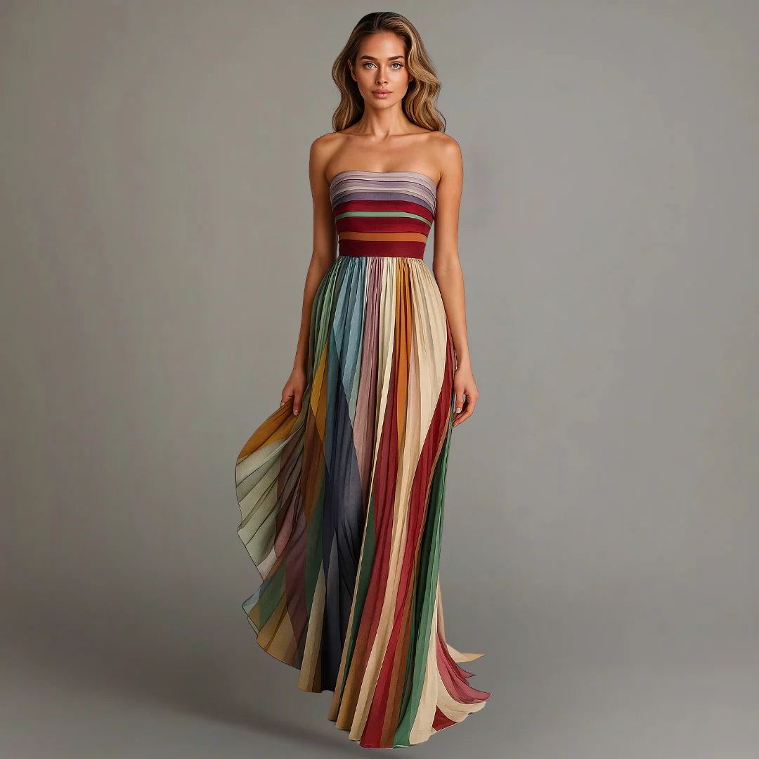 Floravina Strapless Pleated Resort Maxi Dress