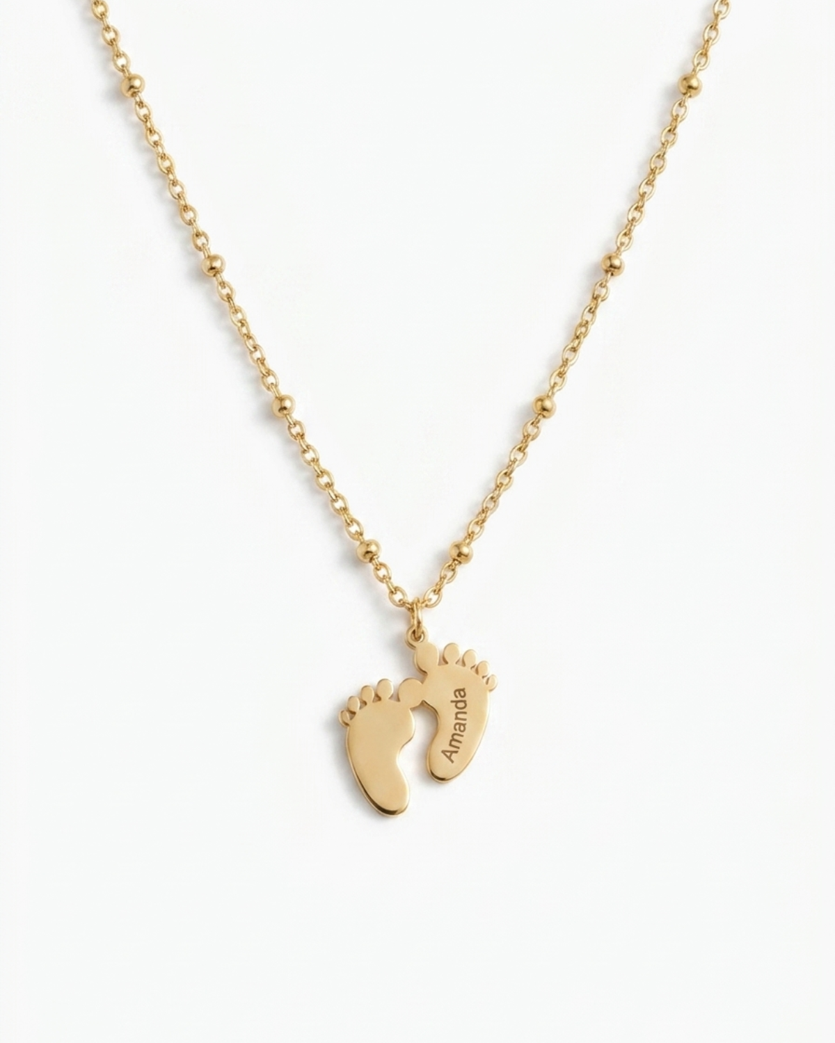 Solène Women's Custom Engraved Mom Necklace, Baby Footprint Necklace