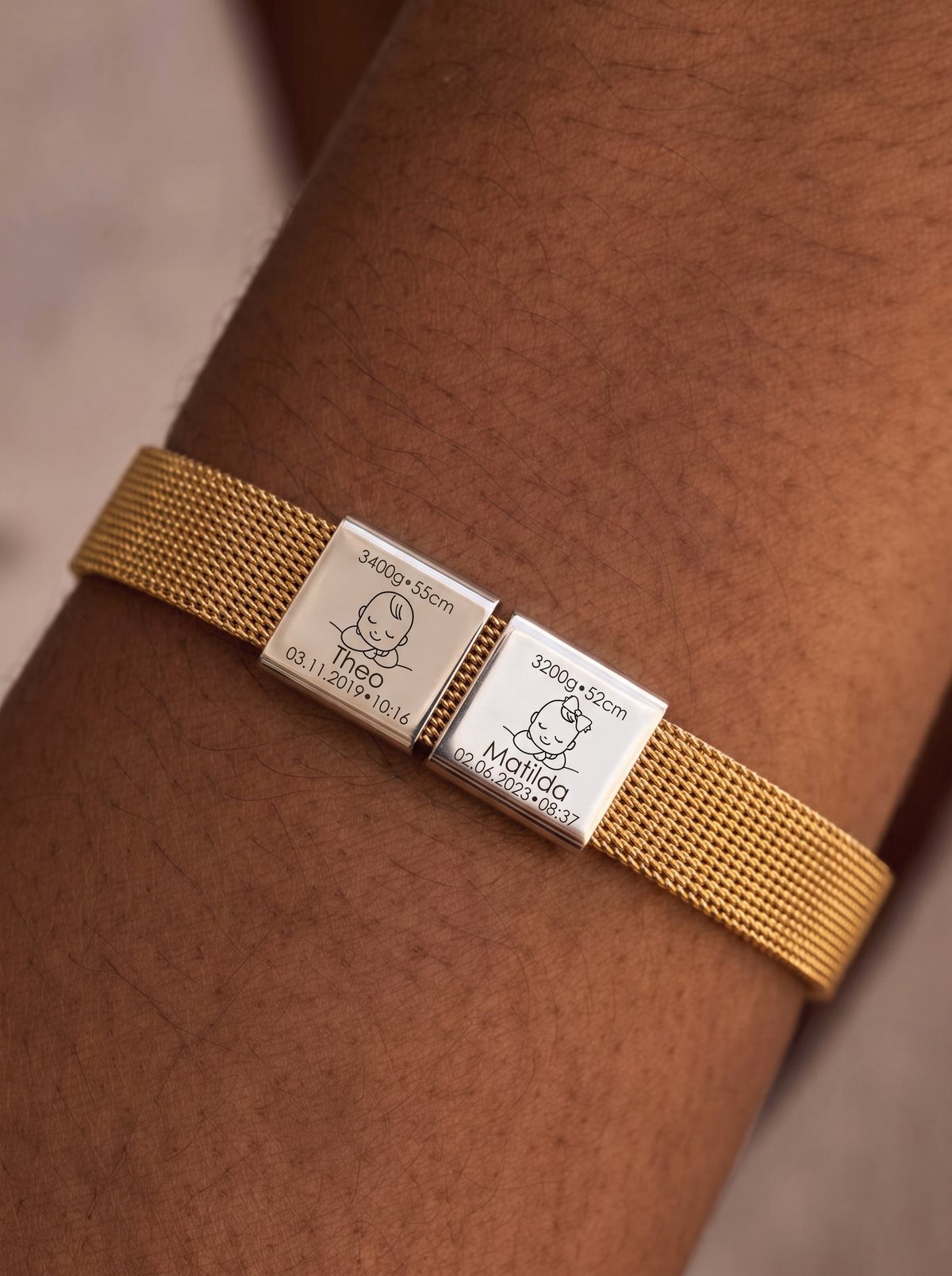 Gabriella Personalized Two Baby Birth Bracelet
