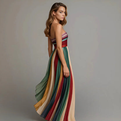 Floravina Strapless Pleated Resort Maxi Dress