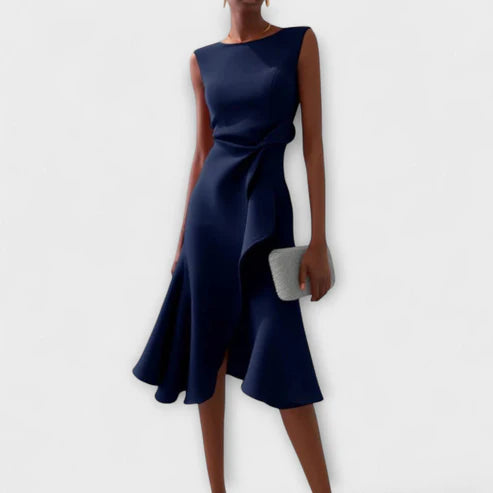 Kaelisse Sleeveless Draped Elegant Midi Dress