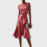 Kaelisse Sleeveless Draped Elegant Midi Dress