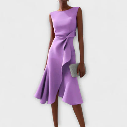 Kaelisse Sleeveless Draped Elegant Midi Dress