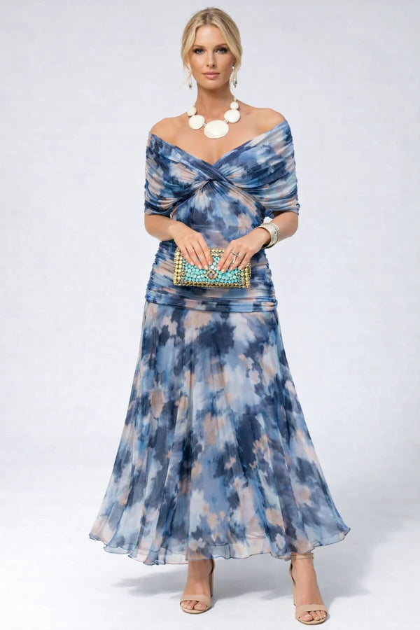 Zoravelle Floral Off Shoulder Wedding Guest Midi Dress