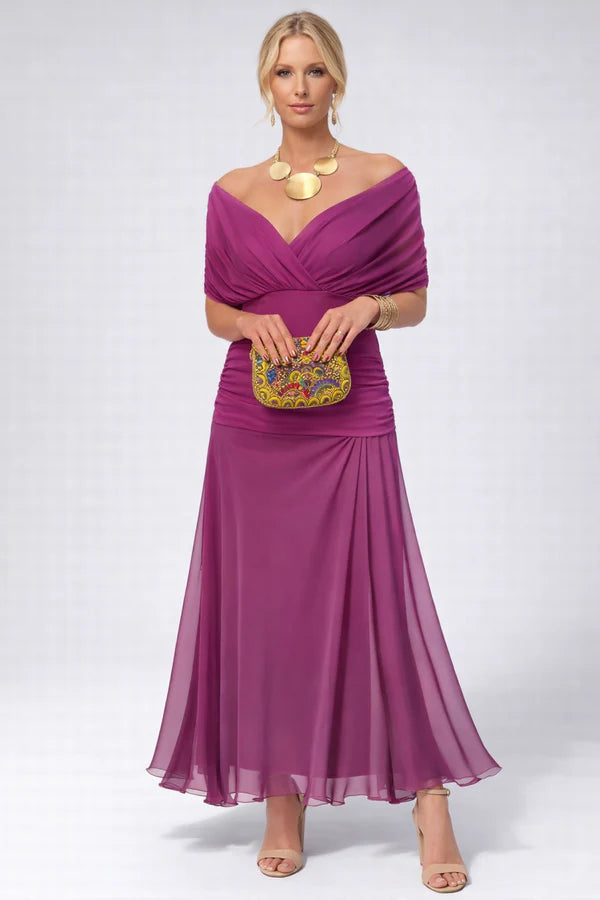 Zoravelle Floral Off Shoulder Wedding Guest Midi Dress