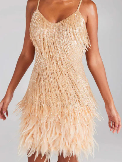 Valoria Fringe Sequin Party Mini Dress