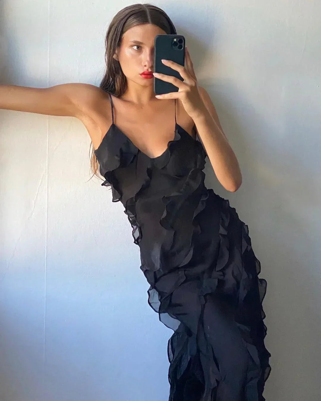 Valentina Cascading Ruffle Maxi Dress