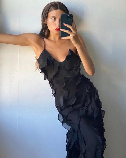 Valentina Cascading Ruffle Maxi Dress