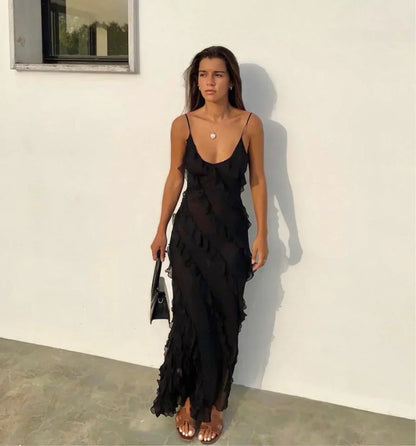 Valentina Cascading Ruffle Maxi Dress